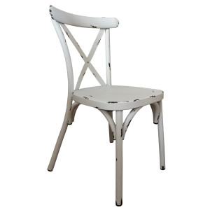 Cross Back Aluminium Dining Chair - Vintage White Colour